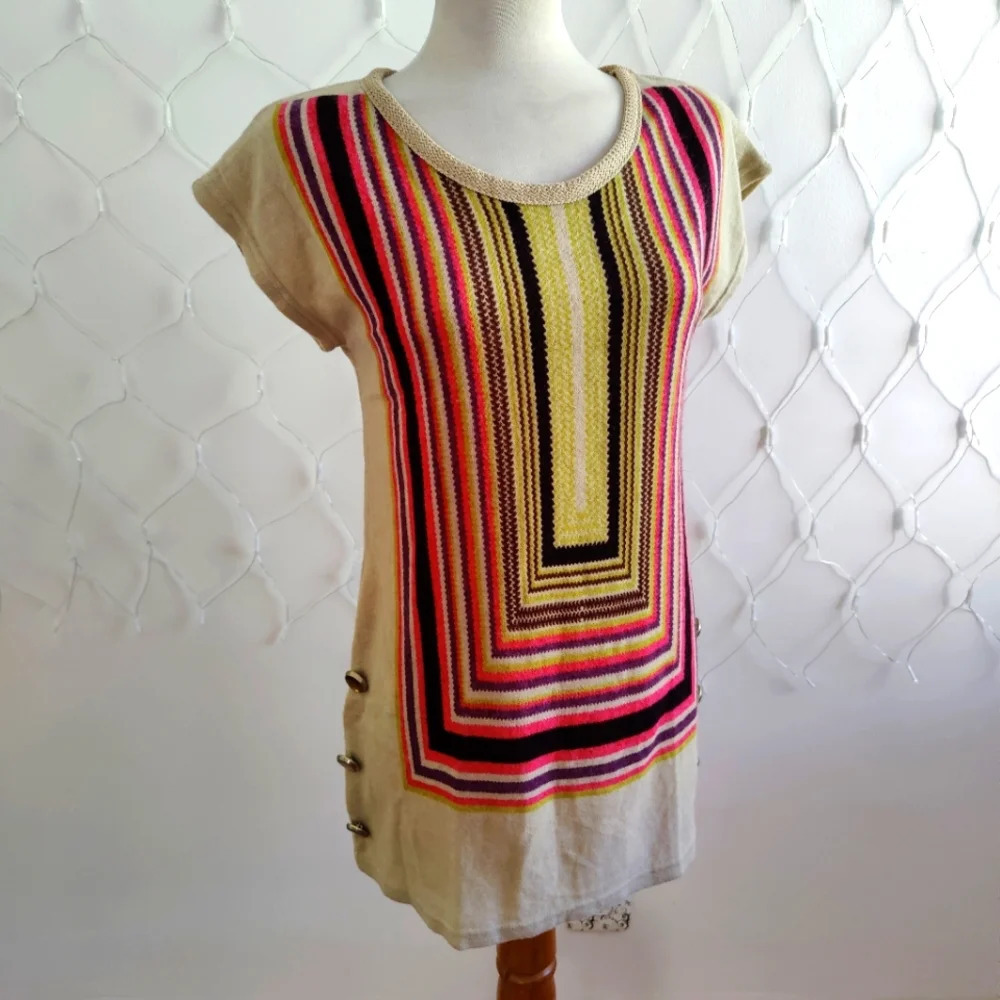 Gracia Mini-Dress | Multi-Colored Stripes • Size Small